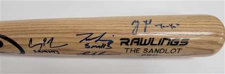 The Sandlot Cast Autographed Rawlings Bat Beckett