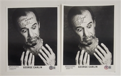 Lot of 2 George Carlin Autographed 8x10 Photos Beckett