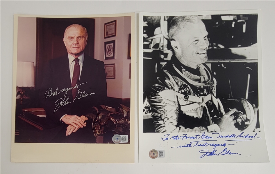 Lot of 2 John Glenn Autographed 8x10 Photos Beckett