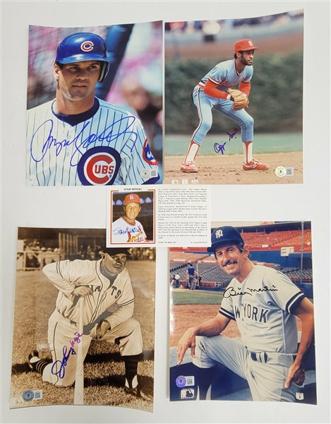 Lot of 4 Autographed Baseball 8x10 Photos & 1 Postcard w/ Billy Martin Beckett