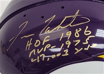 Fran Tarkenton Double Autographed & Multi-Inscribed Minnesota Vikings Full Size Throwback Replica Helmet Beckett
