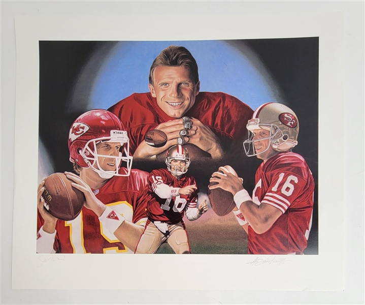 Joe Montana Autographed 24x28 Lithograph LE #381/595 w/ Beckett LOA