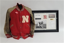 Mick Tingelhoff Autographed & Framed Cut & Handwritten Letter w/ Autographed 1959 Nebraska Letterman Jacket Beckett