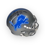 Barry Sanders Autographed & Inscribed Detroit Lions Full Size Replica Helmet w/ Fanatics Authentication