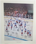 Team USA 1980 Miracle Hockey Team Autographed & Hometown Inscribed 32x26 Lithograph w/ Herb Brooks LE #2/10 Beckett LOA