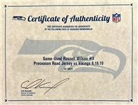 Russell Wilson 2019 Seattle Seahawks Game Worn Jersey vs. Vikings w/ Photo-Match & Seahawks Team LOA