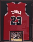 Michael Jordan Autographed & Framed Chicago Bulls Red Jersey UDA