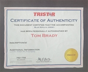 Tom Brady Autographed & Framed New England Patriots Jersey w/ Replica Tickets Tristar