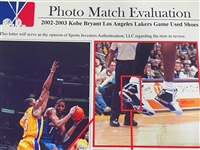 Kobe Bryant 2002-03 Los Angeles Lakers Game Used Shoes Photo Matched w/ Sports Investors Authentication *Only Known Photo Matched Air Jordan's*