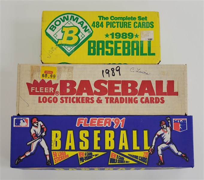Lot of (3) 1989 & 1991 Fleer & Bowman Baseball Mostly Complete Sets