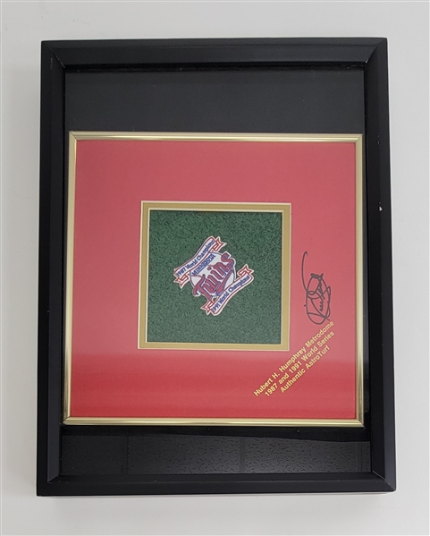 Kirby Puckett Autographed & Framed Authentic Metrodome AstroTurf Piece Display w/ Beckett LOA