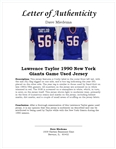 Lawrence Taylor 1990 New York Giants Game Used Jersey w/ Dave Miedema LOA