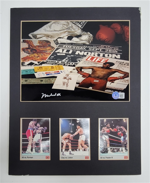 Muhammad Ali Autographed Matted Photo & Card Display w/ Beckett LOA
