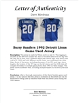 Barry Sanders 1992 Detroit Lions Game Used Jersey w/ Dave Miedema LOA
