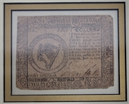 Eight Dollars Revolutionary War Continental Currency Framed Display