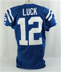 Andrew Luck 2015 Indianapolis Colts Game Used Autographed & Inscribed Jersey Worn During a 9/27/2015 Win vs. Titans Panini LOA & Original Box