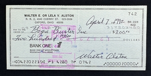 Walt Alston Signed Check w/Family LOA 