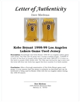 Kobe Bryant 1998-99 Los Angeles Lakers Game Used & Autographed Jersey w/ JSA & Dave Miedema LOA's
