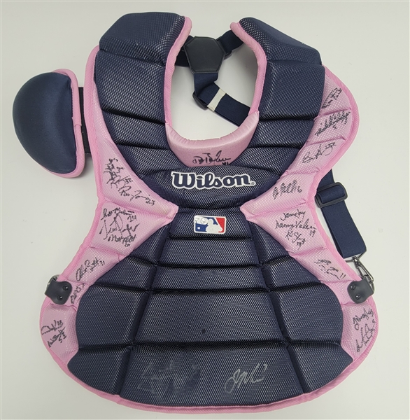 Drew Butera 2011 Game Used & Team Signed Mothers Day Catchers Chest Protector MLB