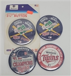 Lot of 4 Minnesota Twins World Series & Division Champions Buttons