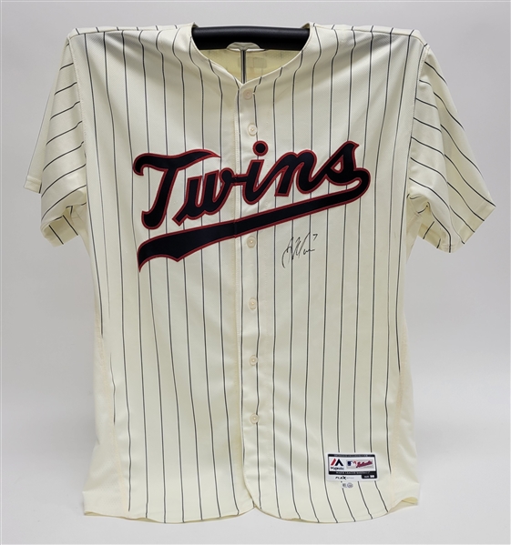 Joe Mauer 2017 Minnesota Twins Game Used & Autographed Jackie Robinson Day Jersey MLB