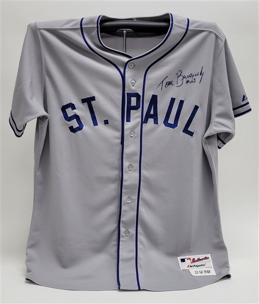 Tom Brunansky 2013 Game Used & Autographed 1948 St. Paul Saints Throwback Jersey MLB