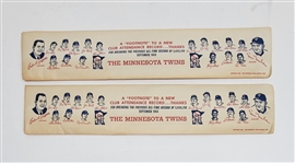 Lot of (2) 1963 Minnesota Twins Fan Appreciation "Thanks A Million" Shoehorn Gifts in Original Packaging