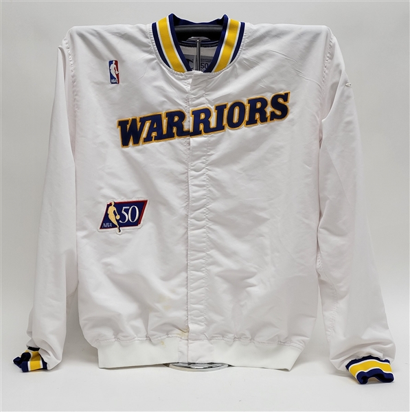 Felton Spencer 1996-97 Golden State Warriors Game Used Warmup Jacket w/ NBA 50th Anniversary Patch