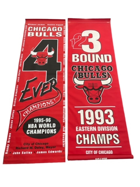 Chicago Bulls NBA Finals Champions & Eastern Division Title Banners 