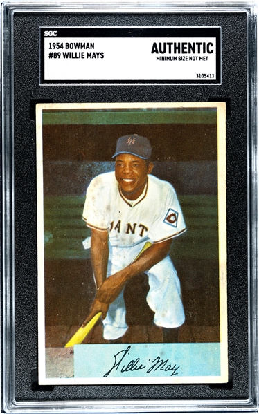 Willie Mays 1954 Bowman #89 Card SGC Authentic