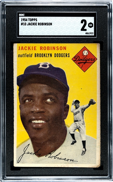 Jackie Robinson 1954 Topps #10 Card SGC 2
