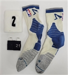 Kevin Garnett Game Used Socks, Wrist Band & Finger Guard 