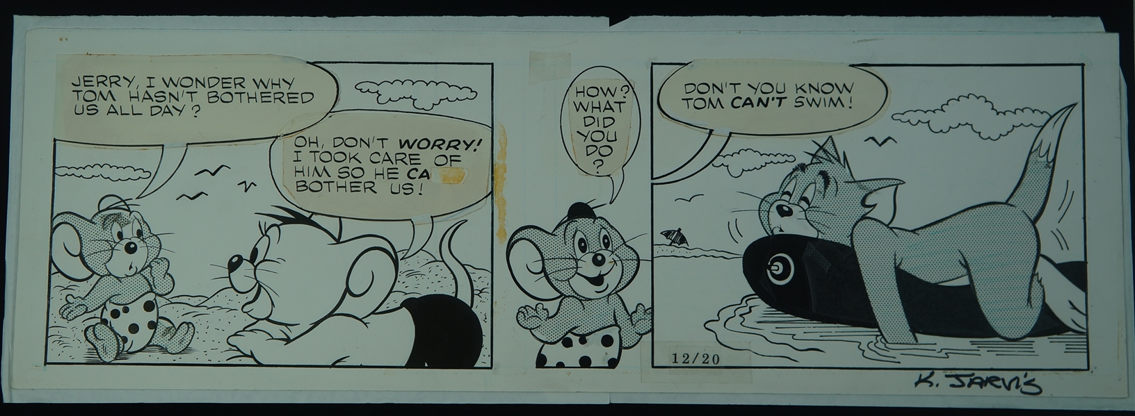 Kelly Jarvis Tom and Jerry Sunday Comic Strip Original Art Signed by Jarvis