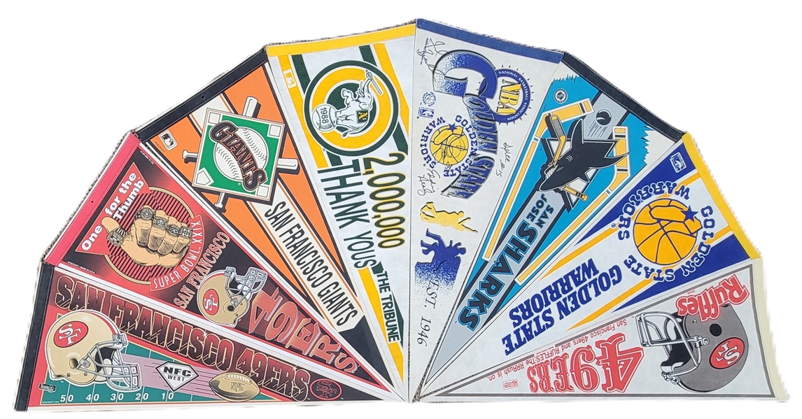 Lot of 8 Vintage California Sports Pennants