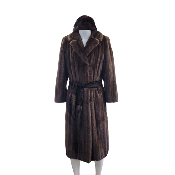 Vintage Saks Fifth Avenue 1980s Mink Coat w/ Matching Bloomingdales Mink Hat & Belt