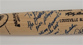 Kirby Puckett Game Issued, Autographed & Extensively Inscribed To Bart Starr Louisville Slugger Bat w/ Beckett LOA