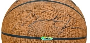 Michael Jordan & Kobe Bryant Dual Signed 2010-11 Game Used Basketball UDA & PSA/DNA LOA