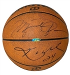 Michael Jordan & Kobe Bryant Dual Signed 2010-11 Game Used Basketball UDA & PSA/DNA LOA