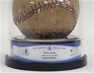 Babe Ruth c. 1925-27 Autographed & Game Used OAL Ban Johnson Baseball w/ JSA LOA & Beckett LOA Grade 9