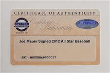 Joe Mauer Autographed 2012 All-Star Game Baseball + Sports Illustrated Magazine Steiner