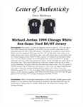 Michael Jordan 1994 Chicago White Sox Game Used BP/Spring Training Jersey w/ Dave Miedema LOA