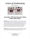 Jerry Rice 1997 San Francisco 49ers Game Used Jersey w/ Dave Miedema LOA
