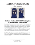 Michael Jordan 2002-03 Washington Wizards Game Used Jersey w/ Dave Miedema LOA