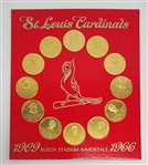 St. Louis Cardinals 1909-1966 Busch Stadium Immortals Coin Set + Johnny Mize & Marty Marion Autographed Baseballs