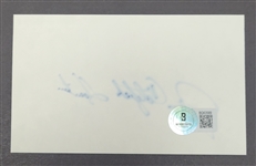 Lot of 5 Brooks Robinson, Catfish Hunter, Edd Roush, Carl Hubbell, & Billy Herman Autographed Index Cards Beckett