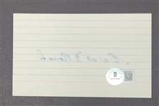 Lot of 5 Brooks Robinson, Catfish Hunter, Edd Roush, Carl Hubbell, & Billy Herman Autographed Index Cards Beckett