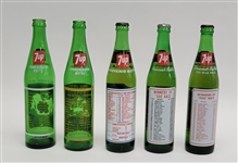 Lot of 5 Vintage Indiana Sports 7 Up Bottles *3 Full*