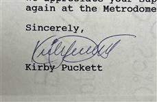 Kirby Puckett Signed 1995 Minnesota Twins Letter w/ Beckett LOA