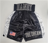 Lot of 2 - Devin Haney Autographed Boxing Shorts & Speed Bag Beckett
