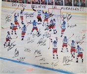 Team USA 1980 Miracle Hockey Team Autographed & Hometown Inscribed 32x26 Lithograph w/ Herb Brooks LE #7/10 Beckett LOA